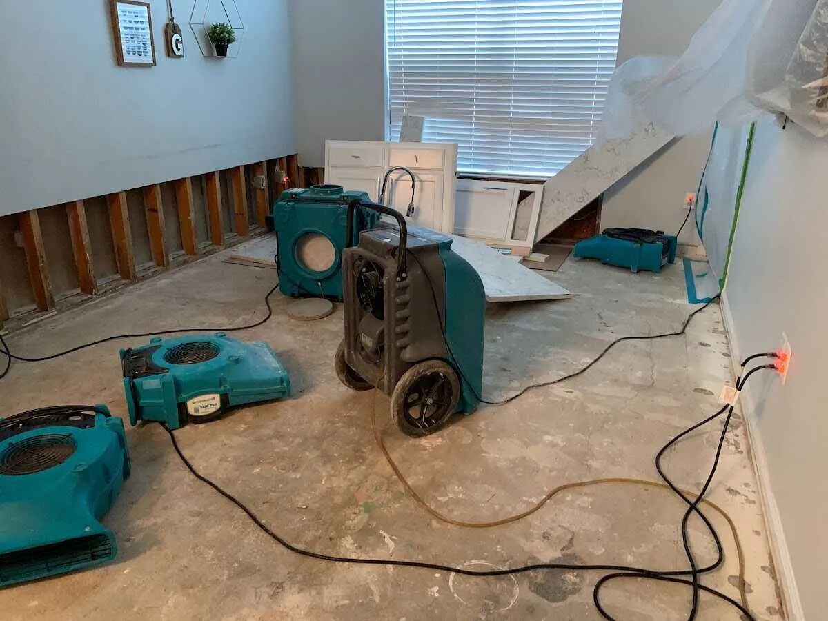 Dehumidifier in flood-cut room for Water Damage Restoration in Helena Valley Southeast